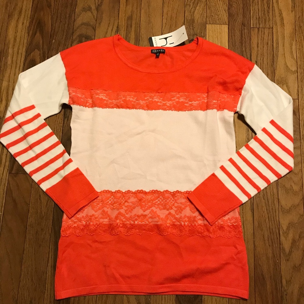Hannah Women’s Stripes Shirt Top, Size Small